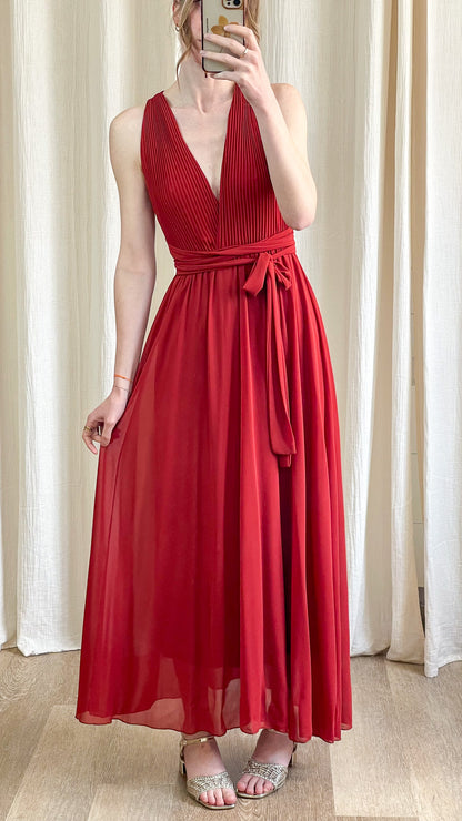 Robe April longue multiposition couleur brique pour cérémonie