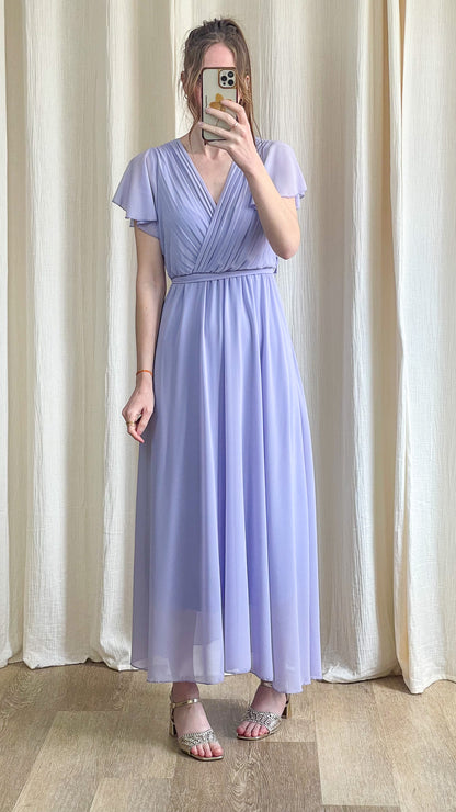 Robe Chloé robe longue fluide lilas élégante pour invitée de mariage
