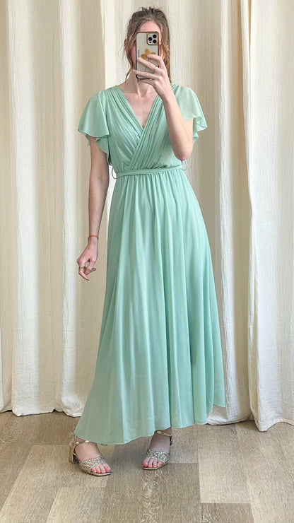 Robe Chloé robe longue fluide vert d’eau élégante pour invitée de mariage
