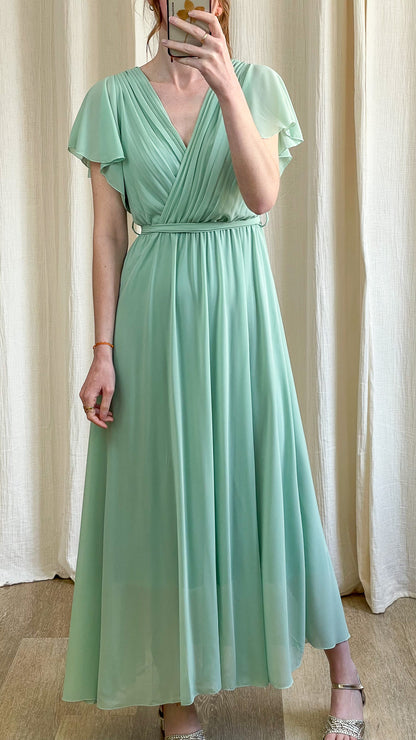 Robe Chloé robe longue fluide vert d’eau élégante pour cérémonie
