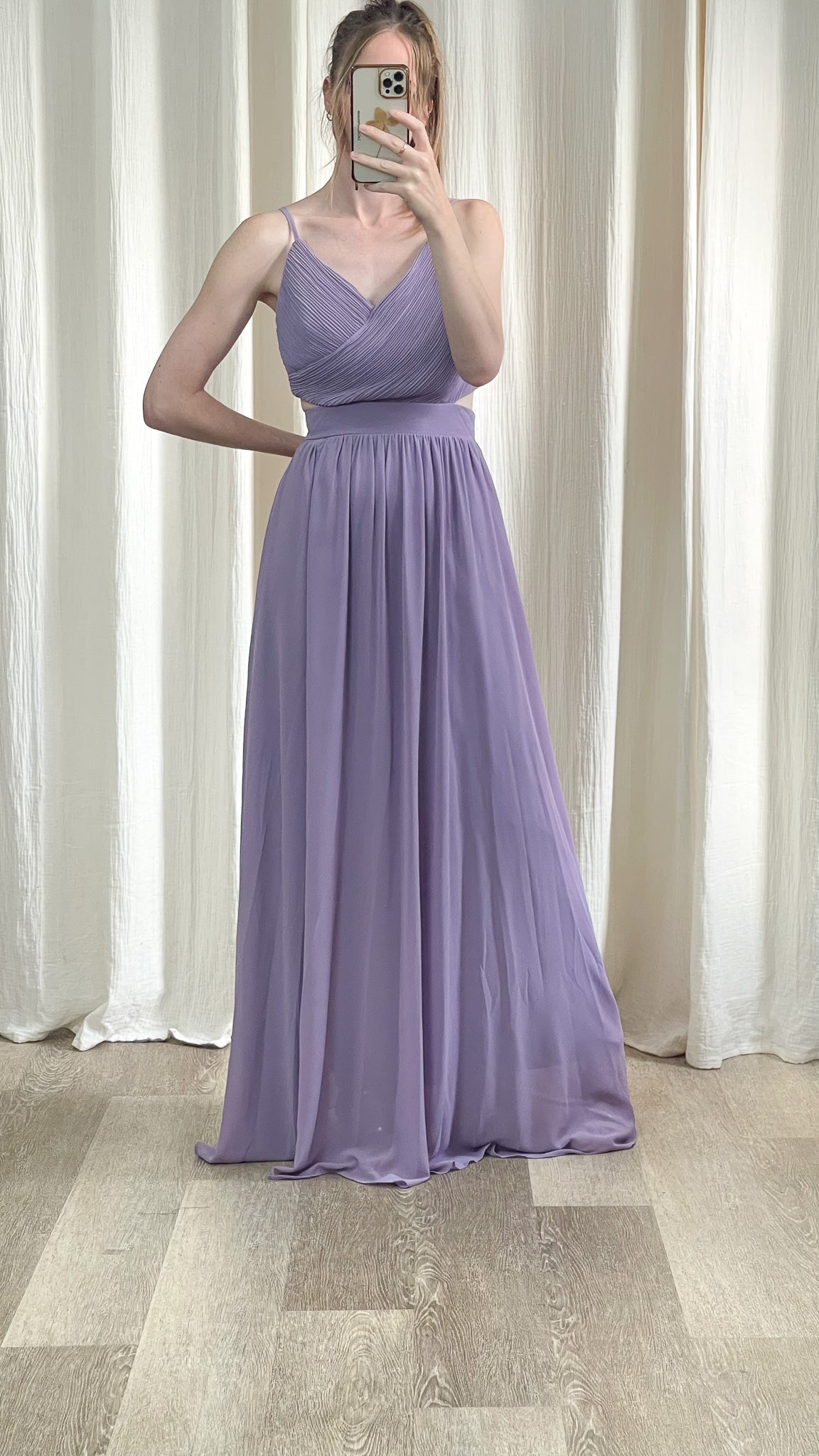 robe longue lilas cérémonie mariage
