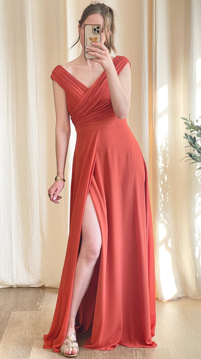 robe demoiselle d’honneur terracotta fendue