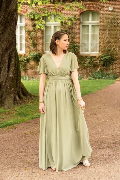 Robe longue vert sauge cérémonie mariage – Just for Dress Beauvais