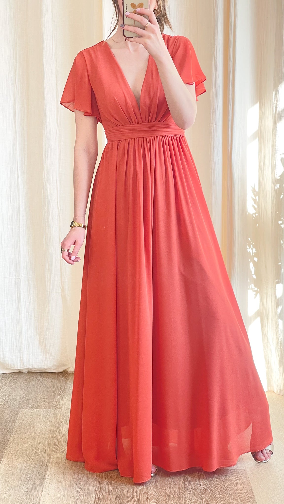 robe invitée mariage terracotta fluide