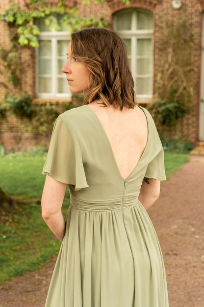 robe mariage champêtre vert sauge