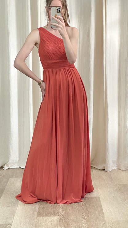 robe demoiselle d’honneur terracotta one shoulder