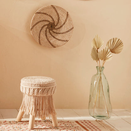 Tabouret macramé en bois Iram